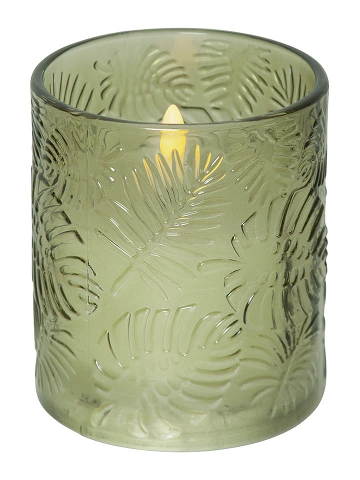 STAR Trading LED-Wachskerze "Flamme Leaf" in Grün - (H)10 cm - onesize