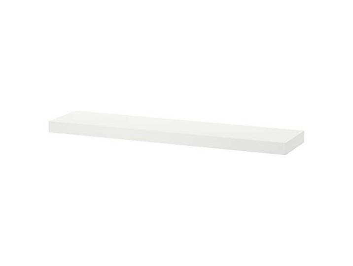IKEA manque d'étagère murale blanc (26x110 cm) avec du matériel de montage dissimulé.
