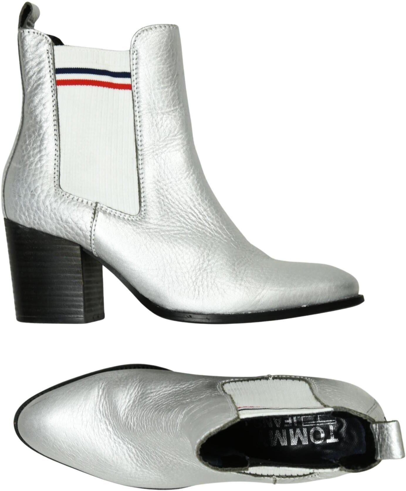 Tommy Jeans Damen Stiefelette, Silber, Gr. EU 39, Leder - Second Hand