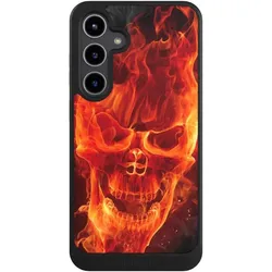 Nivocase Hülle für Samsung Galaxy S24+ Handyhülle NIVOcore Case Schwarz Feuer Schädel Totenkopf (Samsung Galaxy S24+), Smartphone Hülle, Schwarz