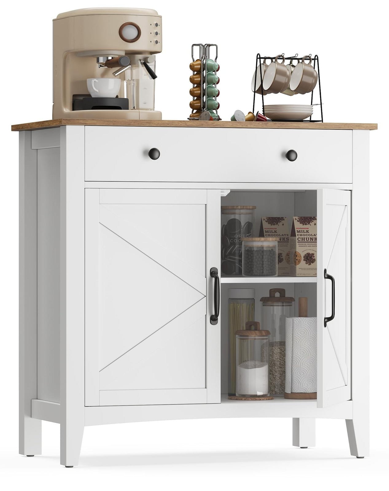 VASAGLE Keukenkast met lade en deuren, dressoir voor keuken en eetkamer