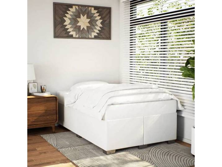 Lit Double Adulte Cadre de lit - SOLOMON - blanc 120x200 cm similicuir JILL'S 61128