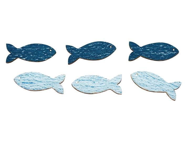 Rayher Holz Streuteile Fische mit Klebepunkt 3.5 cm 8 Stück