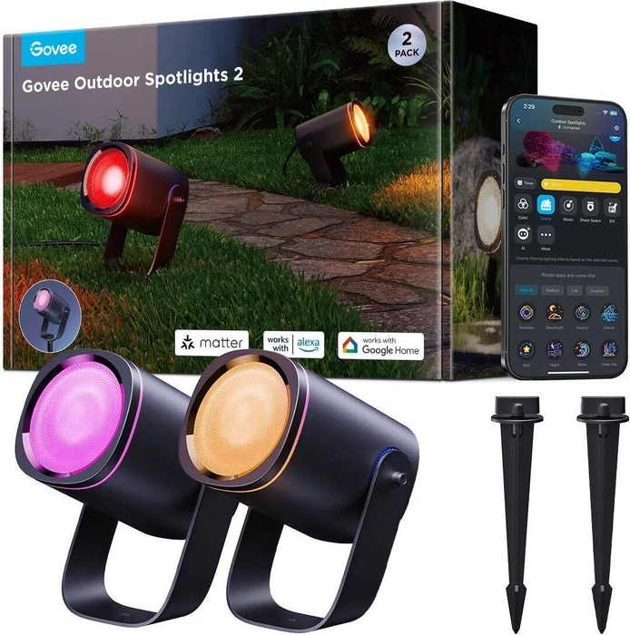 Govee RGBWW Smart Gartenstrahler, 750 lm Matter, 2 Stück