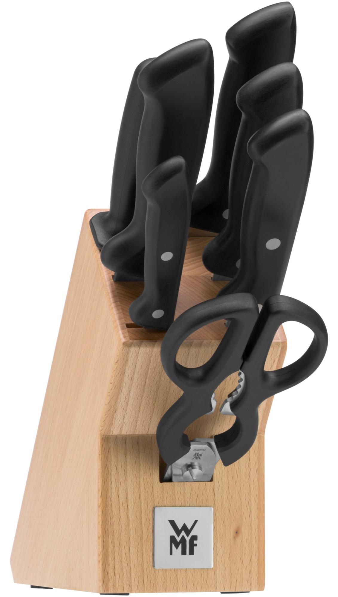WMF Messerblock Classic Line 8tlg. Schwarz, Messer-Block/Besteck-Set, Edelstahl, Kunststoff, Edelstahl, Holz, Schwarz