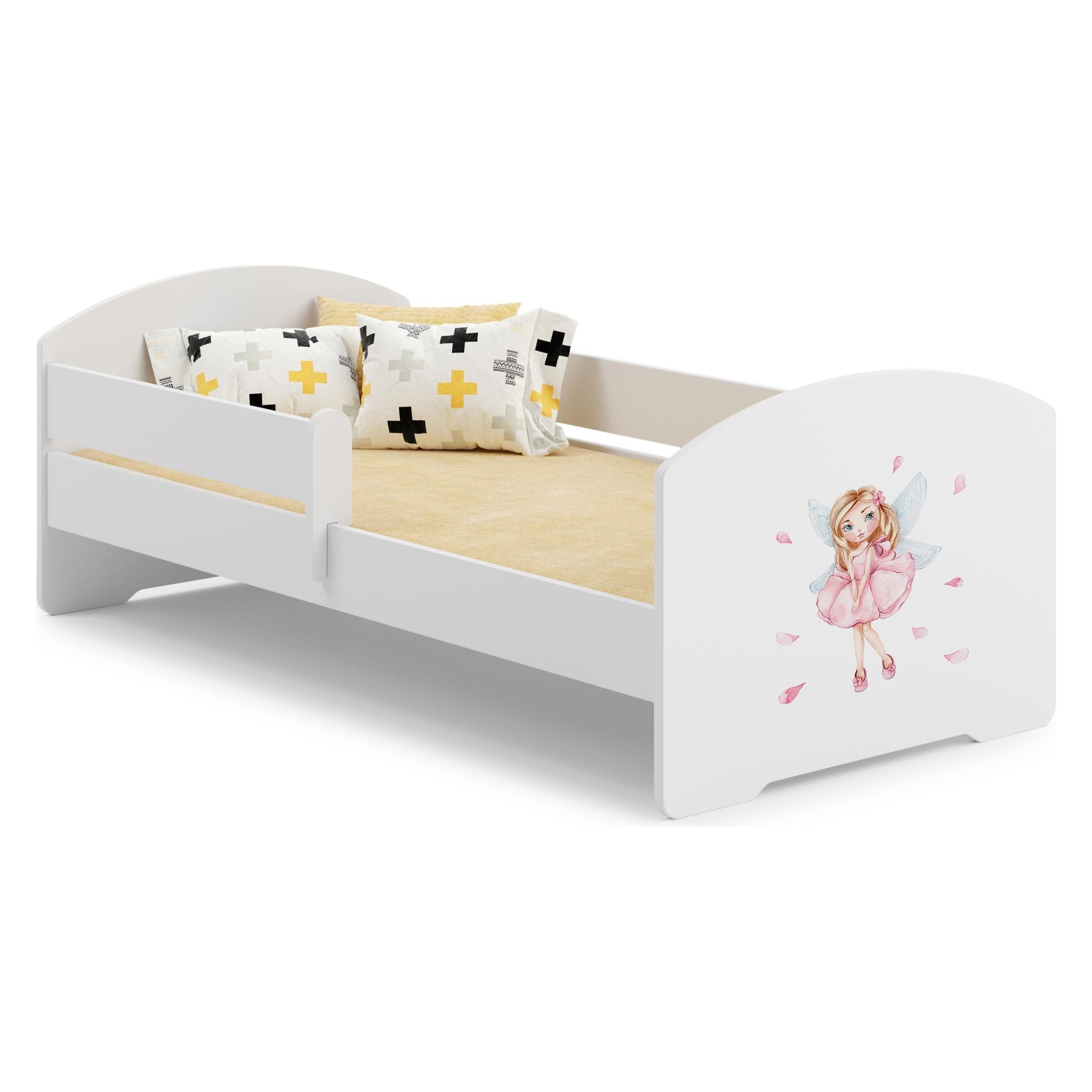 ADRK Furniture Bett mit Matratze und Geländer PEPE GIRL WITH WINGS 140x70 (70 x 140 cm) (36901264)