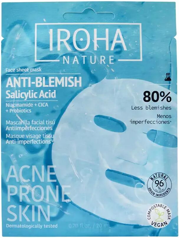 Iroha Anti-Blemish Facial Tissue Mask, Anti-Imperfection Mask, 1 Unit
