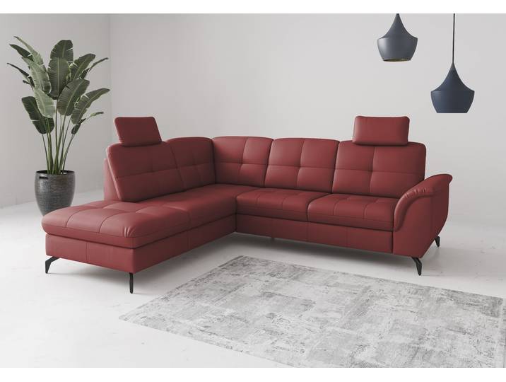 Ecksofa SIT & MORE Zora , rot (feuerrot), T:212cm, Sofas, Ecksofa