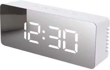 Uplifted Goods Architectural Minimalist LED Mirror Digital Timepiece white