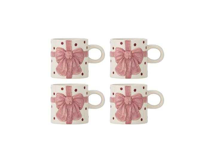 Lot de 4 mugs D9,5xH8 cm en grès rose Bowie