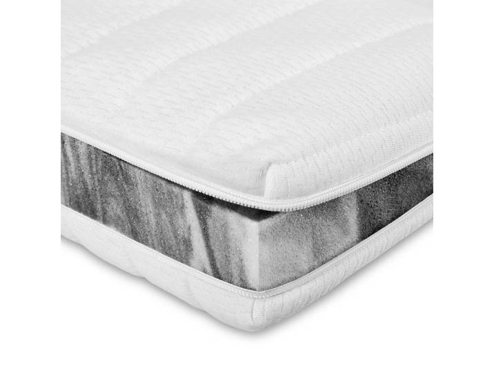 AM Qualitätsmatratzen Basic Topper fest 90/200 cm - 6cm Höhe & Toledo Bezug, Weiß, Textil, Füllung: Polyetherschaumkern, Rechteckig, 90x200 cm, Bezug rundum abnehmbar, Schlafzimmer, Matratzen, Topper