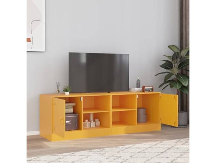 HEFZGDB TV-Schrank 2 Stück Senfgelb 67x39x44 cm Stahl Regal mit Griff Stauraum für Wohnzimmer