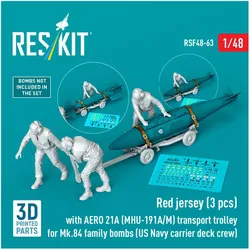ResKit Red jerseys (3 pcs) with AERO 21A (MHU-191A/M) transport trolley for Mk.84 family bombs (US Navy car