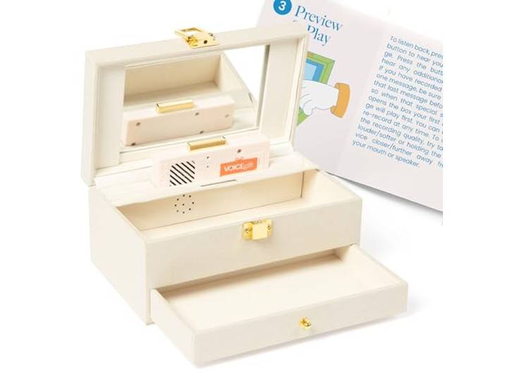 VOICEGIFT Memory Box Voice Recorder, dekorative Erinnerungsbox mit Deckel, Holz-Organizer für Schulanfang, Fotos, Spielzeug und Audio-Nachrichten, Natur