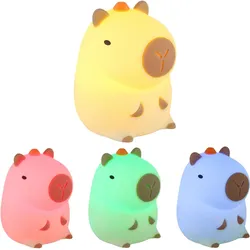 Tischleuchte LED Nachttischlampe Kinderlampe Capybara Tischlampe Nachtlichtt Akku RGB Touchdimmer Timer H 12,2 cm