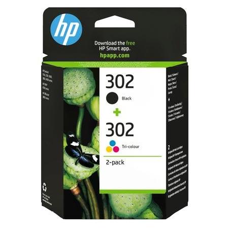 HP Bläck 302 2-pack (svart + trefärg) (BK) (X4D37AE#NE1)