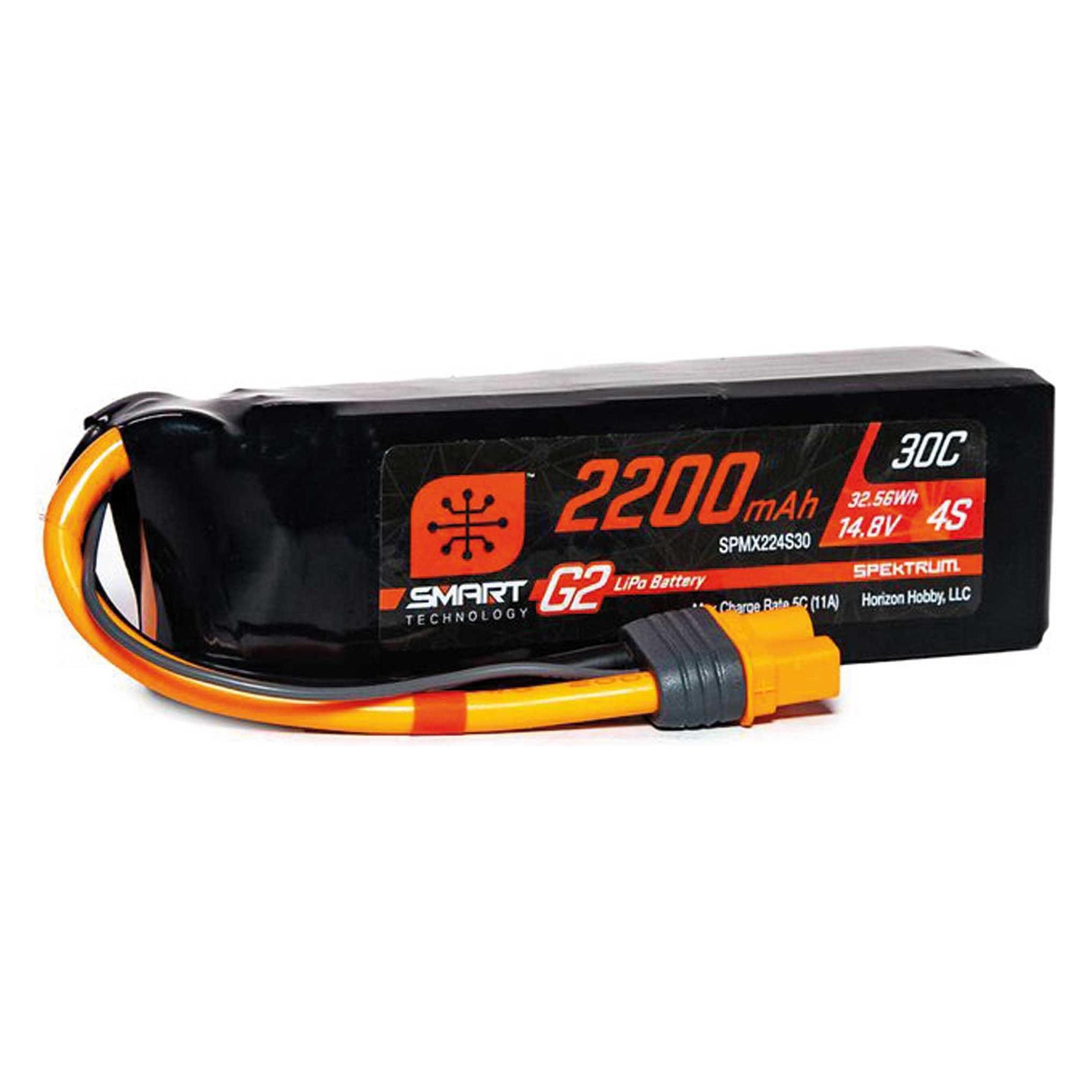 Spektrum 2200mAh 4S 14.8V Smart G2 LiPo 30C IC3 (2200 mAh, 14.80 V) (SPMX224S30)