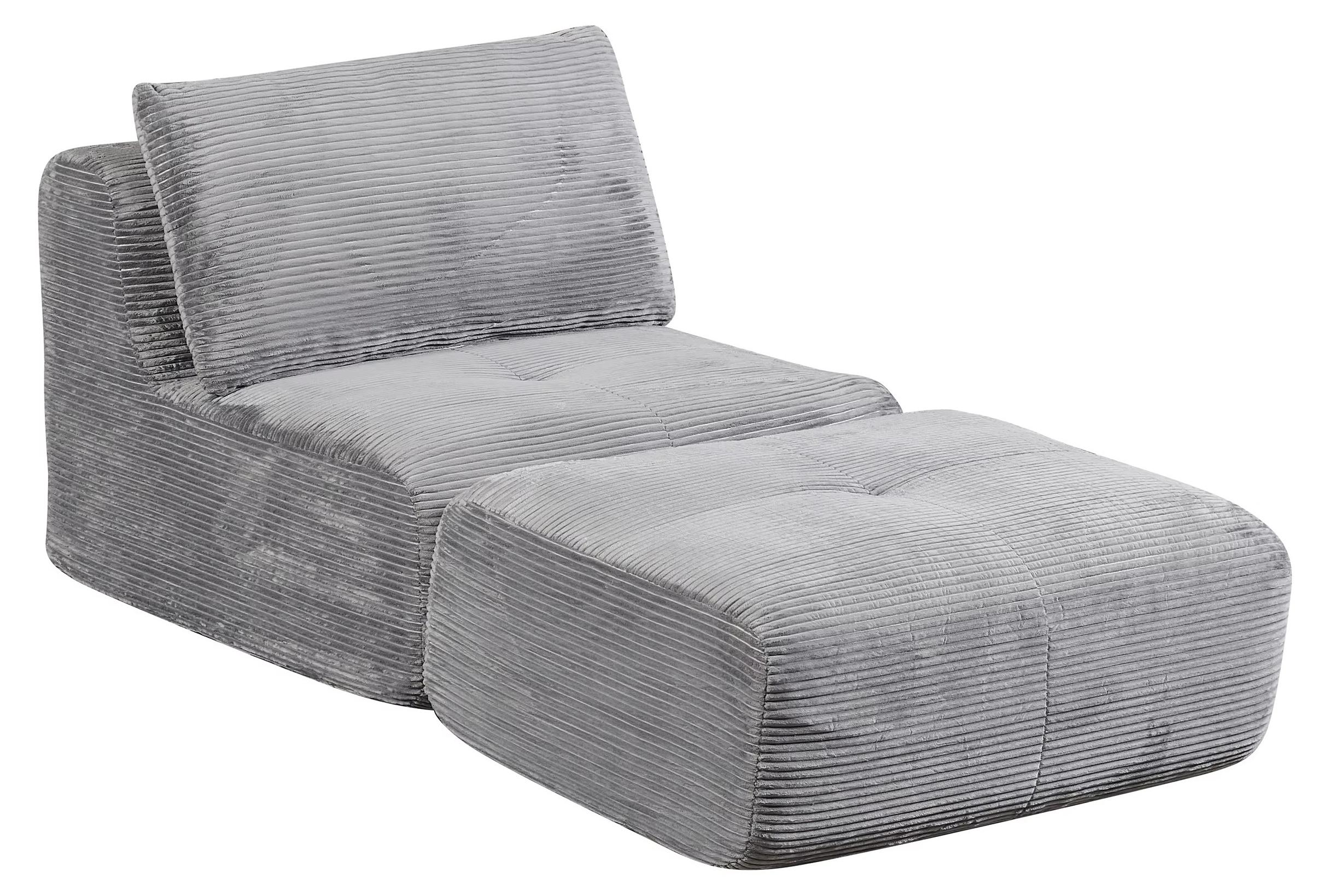 Cord-Sofa-Bett - Einsitzer - Faltbare Liege - Weicher Stoffbezug - Modern Minimalistisch - Grau
