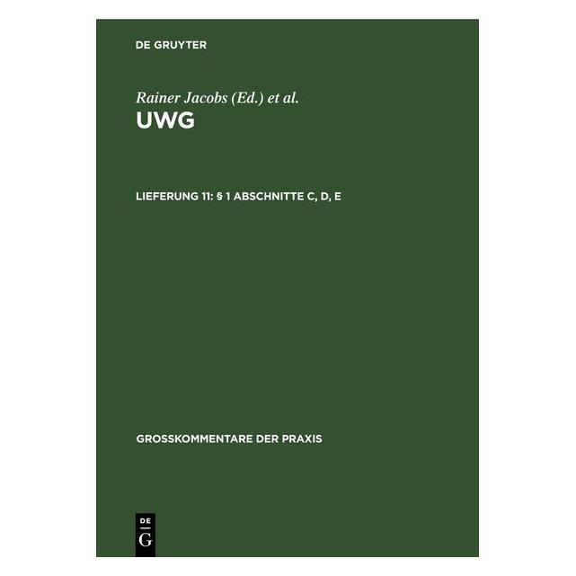 De Gruyter § 1 Abschnitte C, D, E (Deutsch, Hardcover, Helmut Köhler) (67782106)