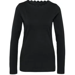 Tchibo - Shirt mit Wellenkante - Damen - Gr. M - schwarz