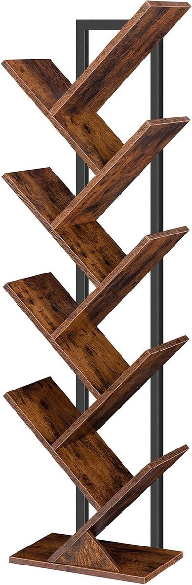 Boom Boekenplank Hoge Boekenkast met Unieke Boomtak Structuur B/D/H: 34 x 20 x 116 cm