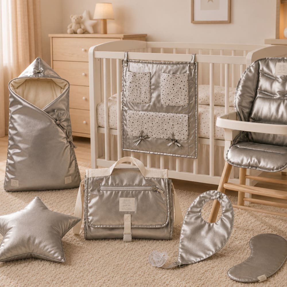 Petit Alo Set 7 piezas habitación bebé polipiel Plata