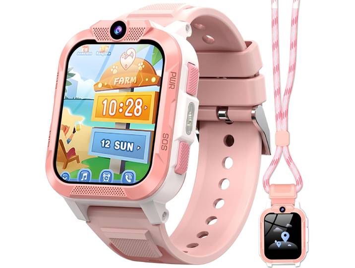 Blackview Z40 Pro 1,85 Montre connectée pour enfants, Fonction Tap-to-Friends, GPS+WiFi+LBS, 850 mAh, Bouton SOS, 4G, Mode école (sans jeux), IP68, Compteur de pas, Rose
