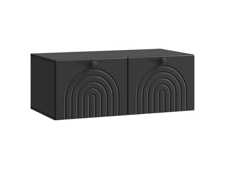 Favemtsl TV-Board Wandmontiert Schwarz 78,5x41x30 cm Platzsparendes Hängeboard mit 2 Schwenktüren und Metallgriffen für Wohnzimmer und Schlafzimmer. Stabile Wandmontage.