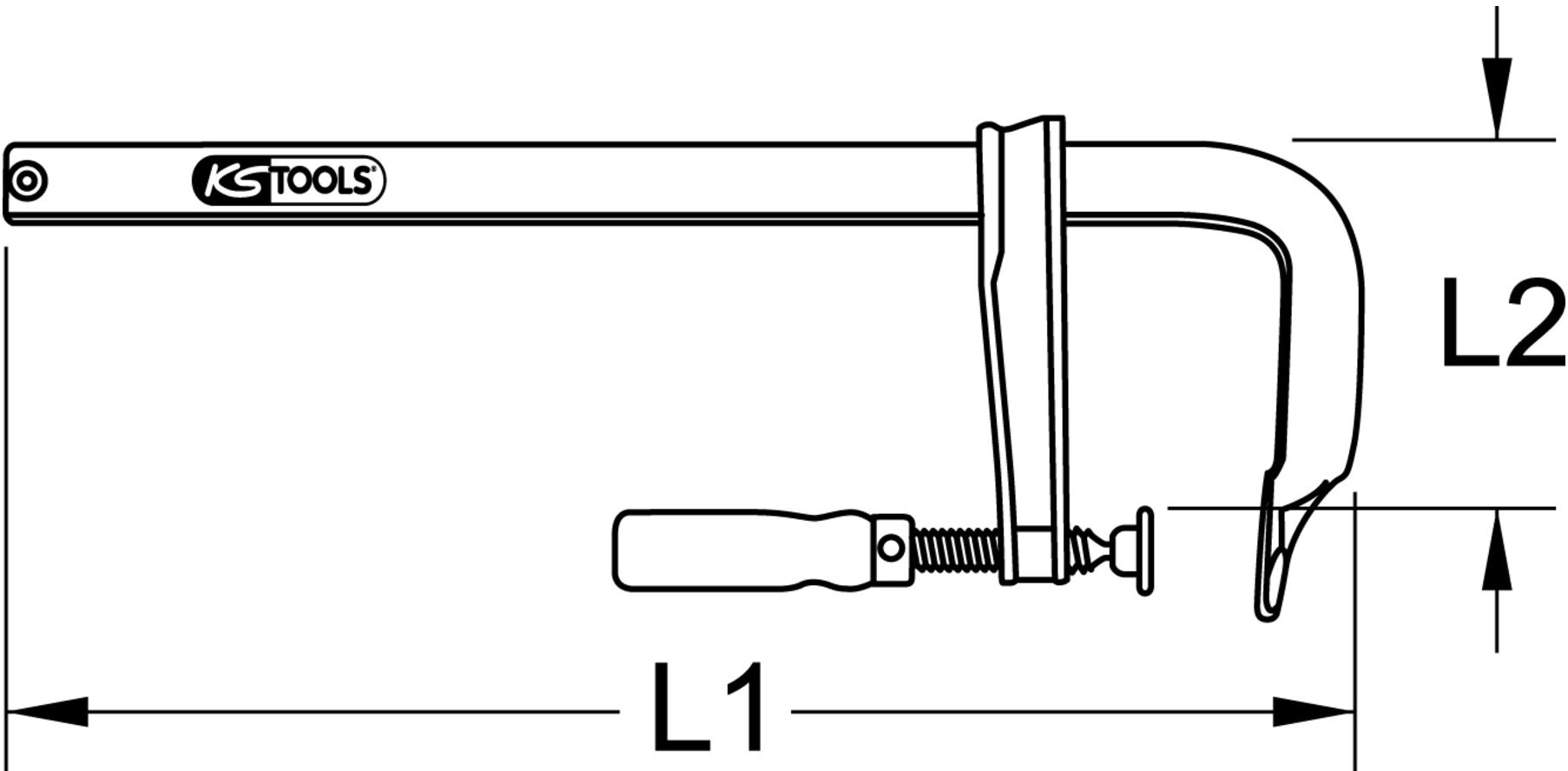 KS Tools Temperguss-Schraubzwinge, 120x600mm (145.0119)