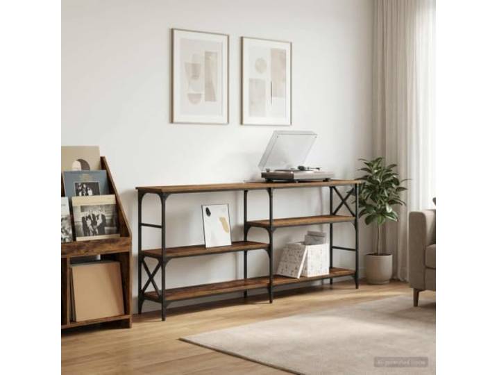 TEKGHUT Konsolentisch Altholz 180 x 29 x 76,5 cm Metall PB mit Regalen Industrie-Design, Regalböden, Holzwerkstoff, schwarzer Metallrahmen, pflegeleichte Oberfläche