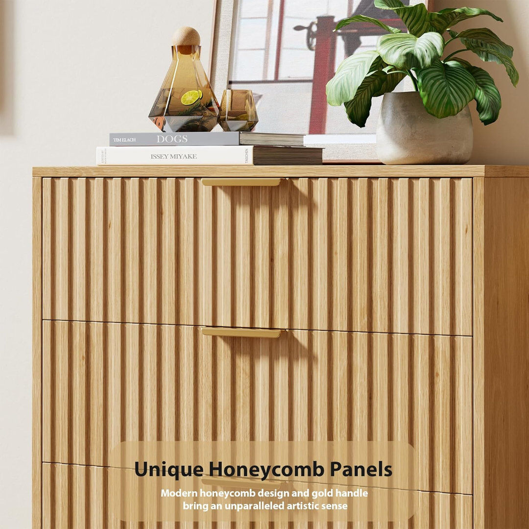 Brayden Studio 70.1 cm W Chest of 3 Drawers Yellow 76cm H X 70.1cm W X 40.1cm D