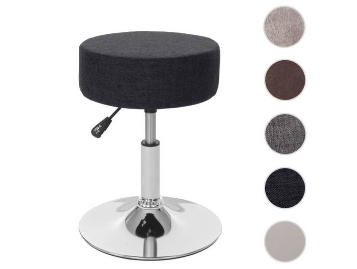 Tabouret HWC-C22 hauteur réglable Ø 35 cm tissu ~ gris foncé