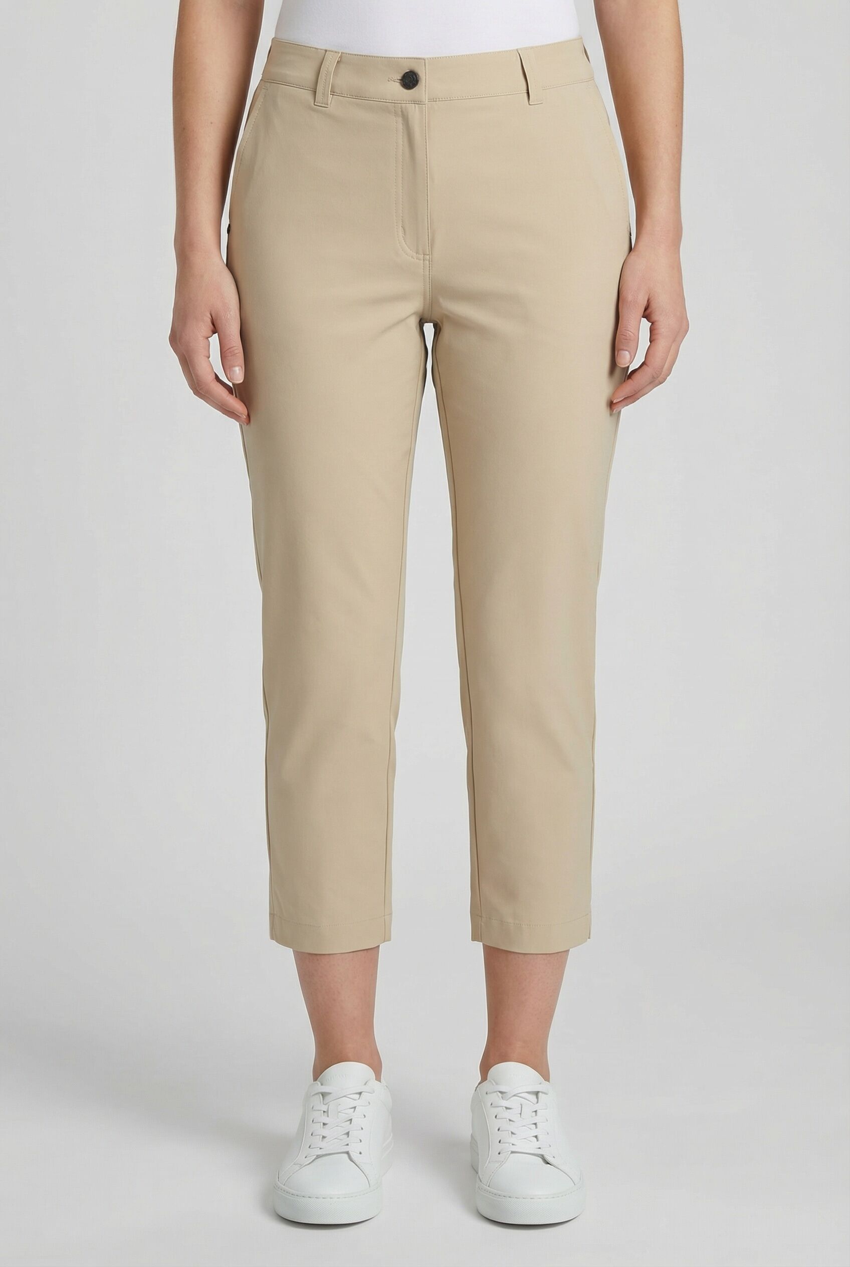 Caprihose ICEPEAK "ATTICA", Damen, Gr. 42, N-Gr, beige (cement), Obermaterial: 100% Polyester, Hosen Caprihose, Caprihose mit kürzerer Beinlänge, in den Grössen 36 bis 48 cement 42, N-Gr