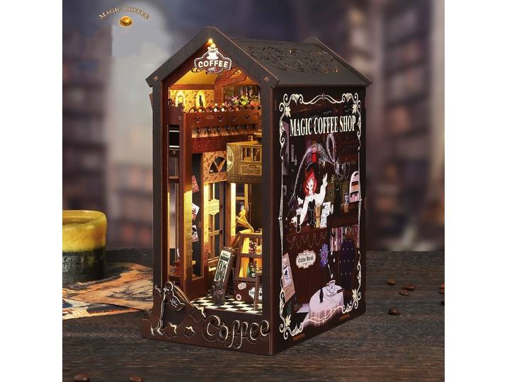 Kit de bricolage pour coin lecture magique - Modèle de maison miniature 3D, décoration créative pour étagère, cadeau, ornement décoratif en bois fait main