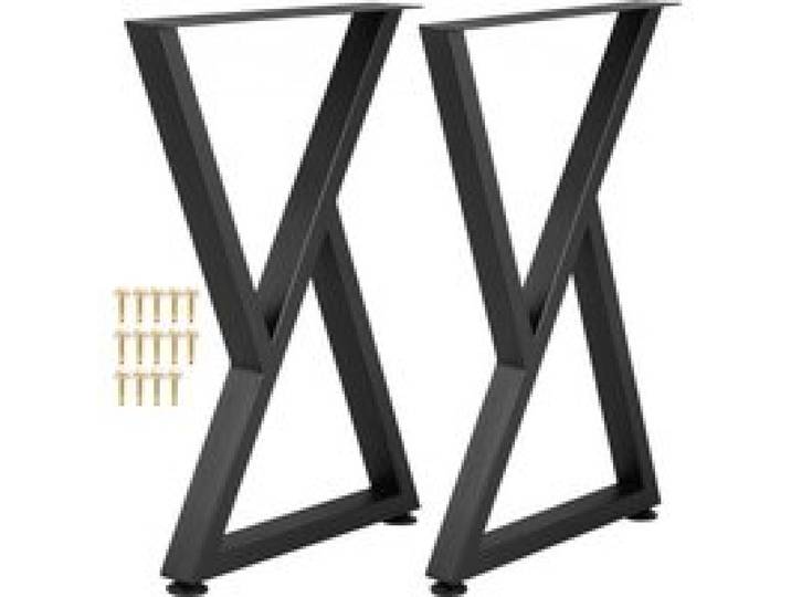 VEVOR Pieds de table en métal, 71,1x45,7 cm, pieds de bureau, lot de 2, pieds de meubles forme Z, pieds de table basse, bricolage à domicile pour table à manger avec protections de sol en caoutchouc