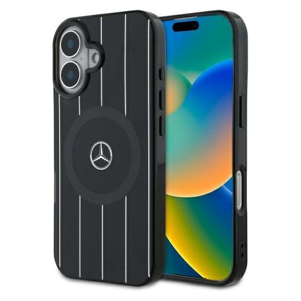 Mercedes MEHMP16S23HRSK iPhone 16 6.1" czarny/black hardcase MB Double Layer Crossed Lines MagSaf (Apple iPhone 16) (Mer008317-0)