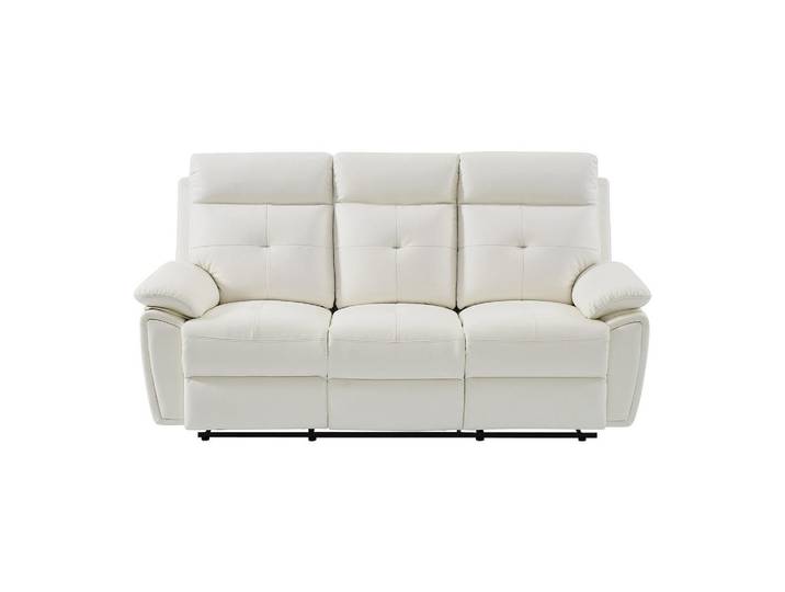 Vente-Unique Relaxsofa - 3 Personen - leder - weiß Vineta, Weiß, Kunststoff, Uni, 200x101x92 cm, Wohnzimmer, Sofas & Couches, Sofas