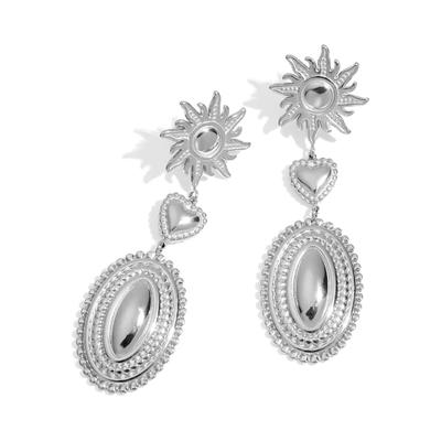 Paar Ohrhänger ADELIA´S "Ohrringe Ohrhänger mit Sonnen- und Herzmotiv aus Edelstahl", Damen, Gr. Damen, Edelstahl, silber (silberfarben), Ohrringe, Modeschmuck, stylisch mit Sonnen- und Herzmotiv