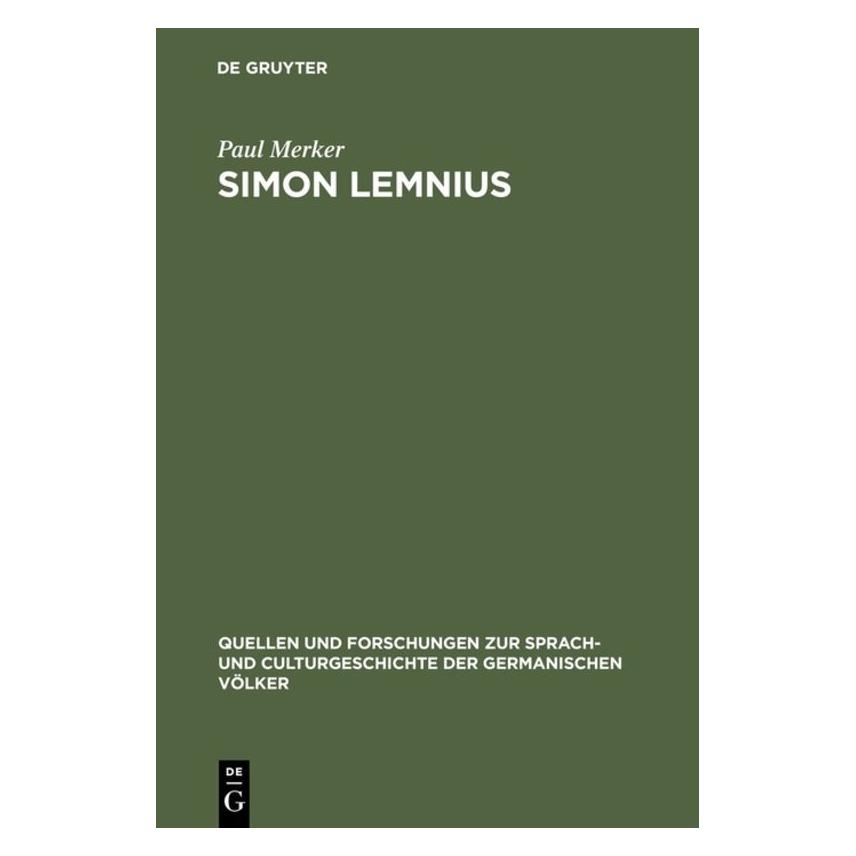 De Gruyter Simon Lemnius (Deutsch, Hardcover, Paul Merker) (8739762)