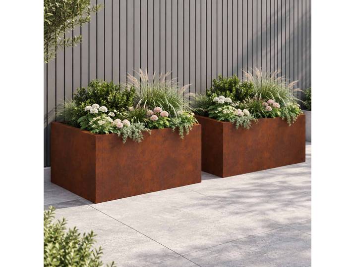 vidaXL Stützmauer 4 Stk. 100 x 100 x 50 cm Wetterfeststahl Rostoptik