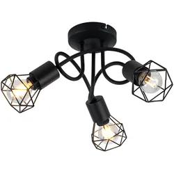 RETRO Decken Lampe schwarz Wohn Zimmer Beleuchtung Käfig Spot Rondell Strahler Leuchte Globo 58402S-3D