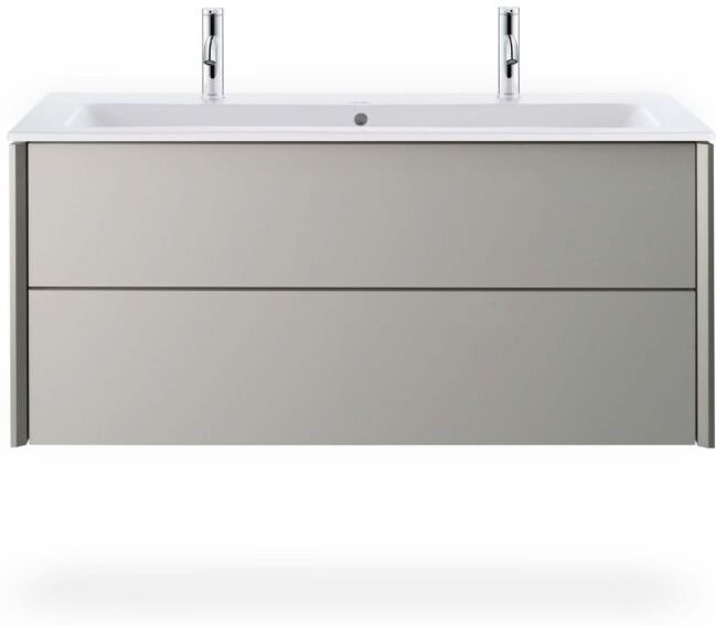 Duravit Me by Starck Möbel-Waschtisch 2361123224 123x49cm, 2 Hahnlöcher, mit Überlauf, Hahnlochbank, weiß seidenmatt