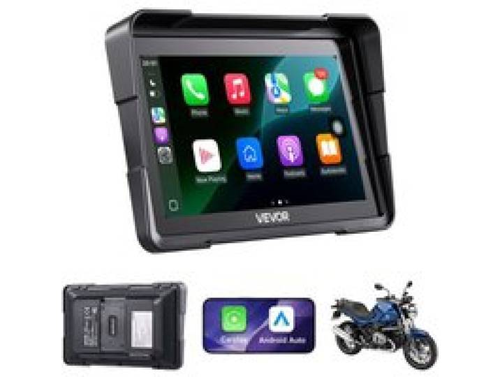 VEVOR Carplay sans Fil pour Moto 7 GPS Écran Tactile HD Double Bluetooth, Compatible Apple CarPlay et Android Auto, Assistant Vocal Siri/Google, Indice de Protection IP67, Compatible avec Motos BMW