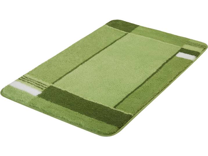 Badematte KLEINE WOLKE Padova, Badvorleger, Badezimmer Teppich Gr. 2, grün (distel), H:20mm, Kunstfaser, Badematten, Badematte, Badteppich, modernes Design, mit Bordüre, Kundenliebling
