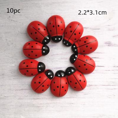 Uplifted Finds Large Wooden Ladybug Craft Accessories   3D Wood Insect Miniature For Fairy Gardens 10 Pcs 22 X 31 Mm