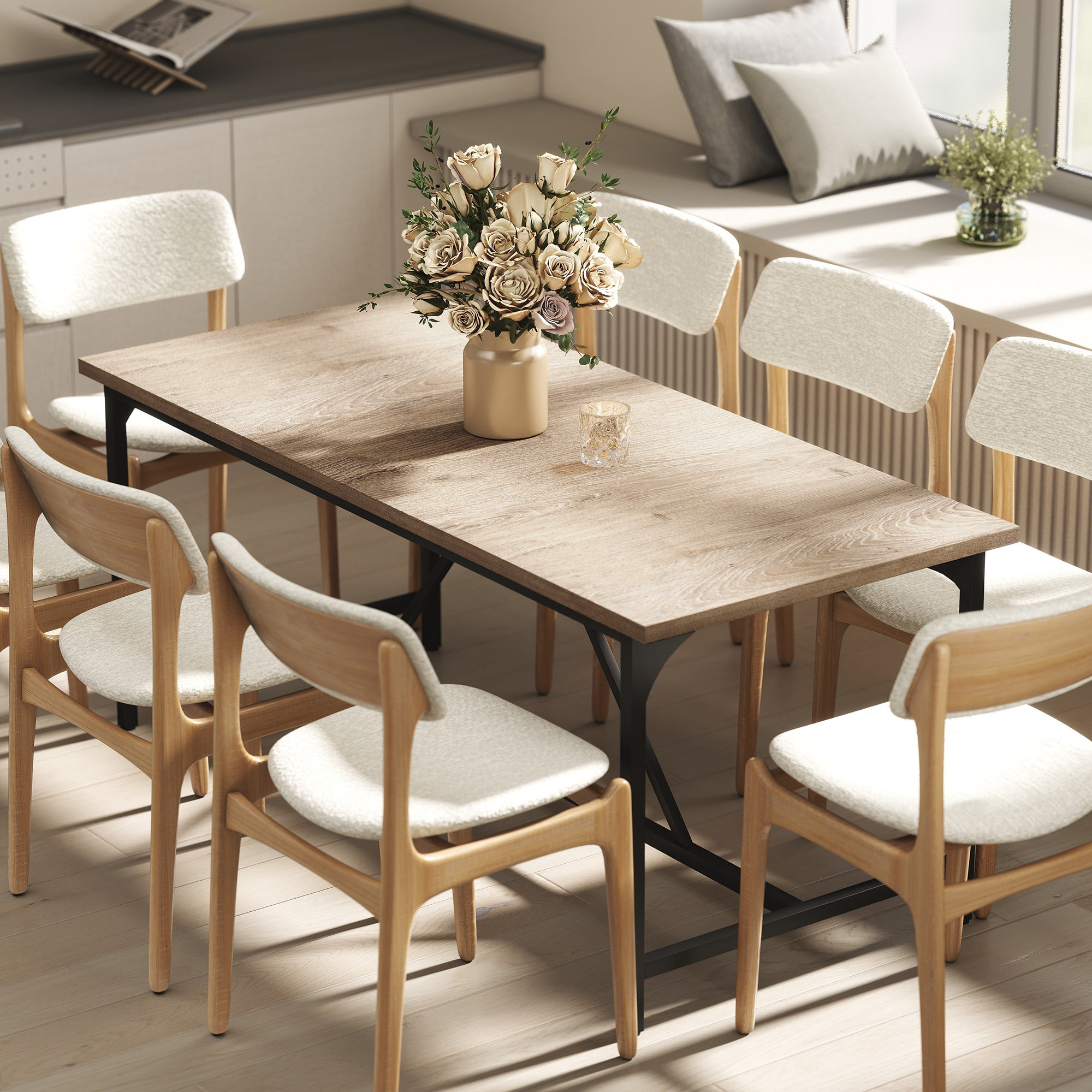 Homcom Tavolo da pranzo rettangolare in legno massello, 180x80x75.5cm, Legno   Aosom Italy