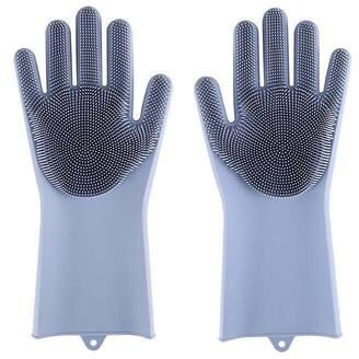 Uplifted Trends Pet Grooming Glove For Cats & Dogs Silicone Shampoo Scrubber & Hair Removal Glove Magic Dishwashing Cleaning Sponge grey