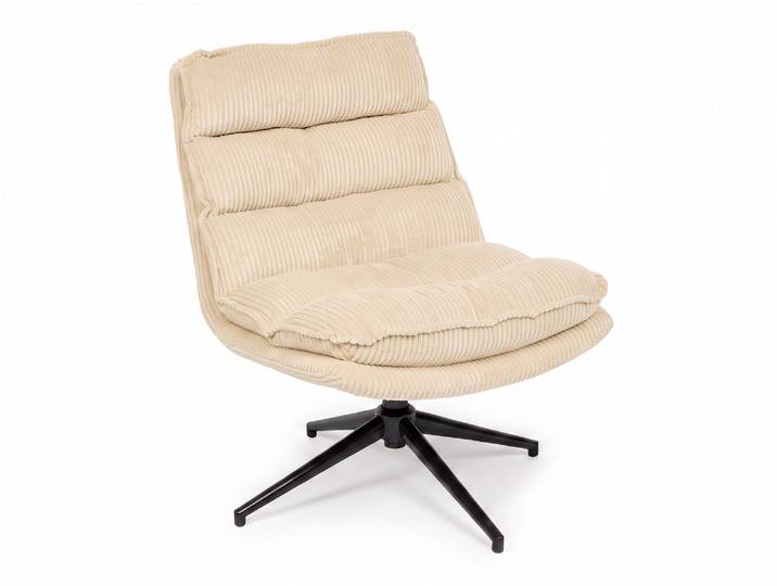Fauteuil pivotant Harper Cotelé Beige - Basika