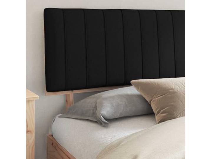 KTHLBRH Bett Kiefer massiv Schwarz 200 x 200 cm mit Kopfteil Lattenrost im Lieferumfang enthalten, gepolstertes Kopfteil, einfache Reinigung, einfache Montage
