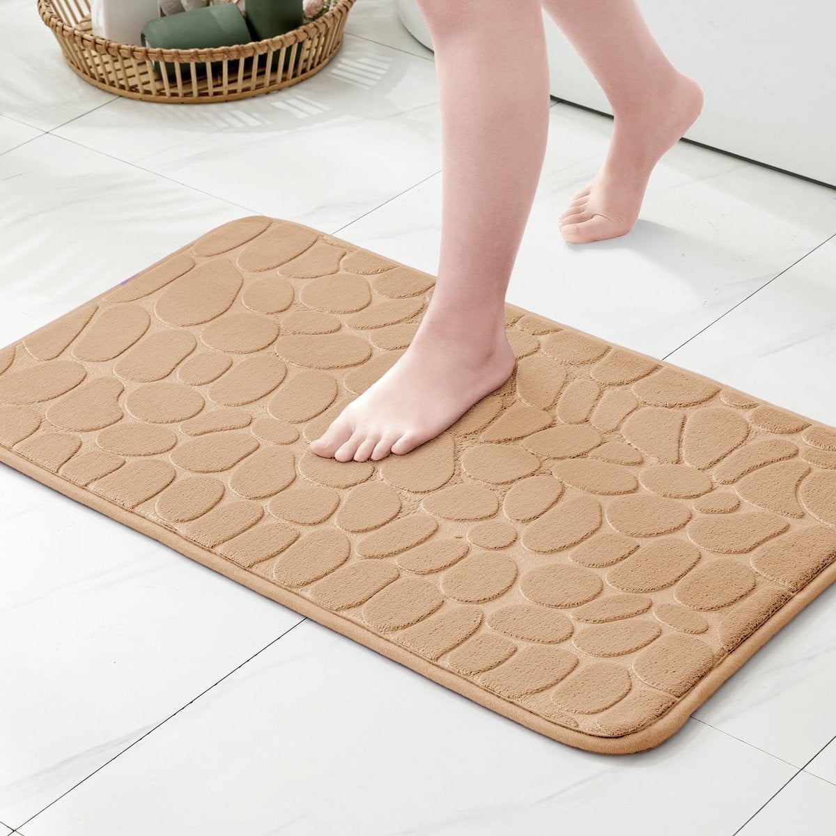 Absorberende Badmat met Traagschuim Kaki 50x80 cm - Antislip & Sneldrogend